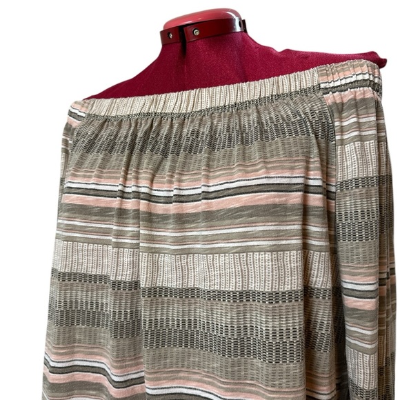 Point Zero off the shoulder stripe knit loose fitting top - Picture 2 of 12